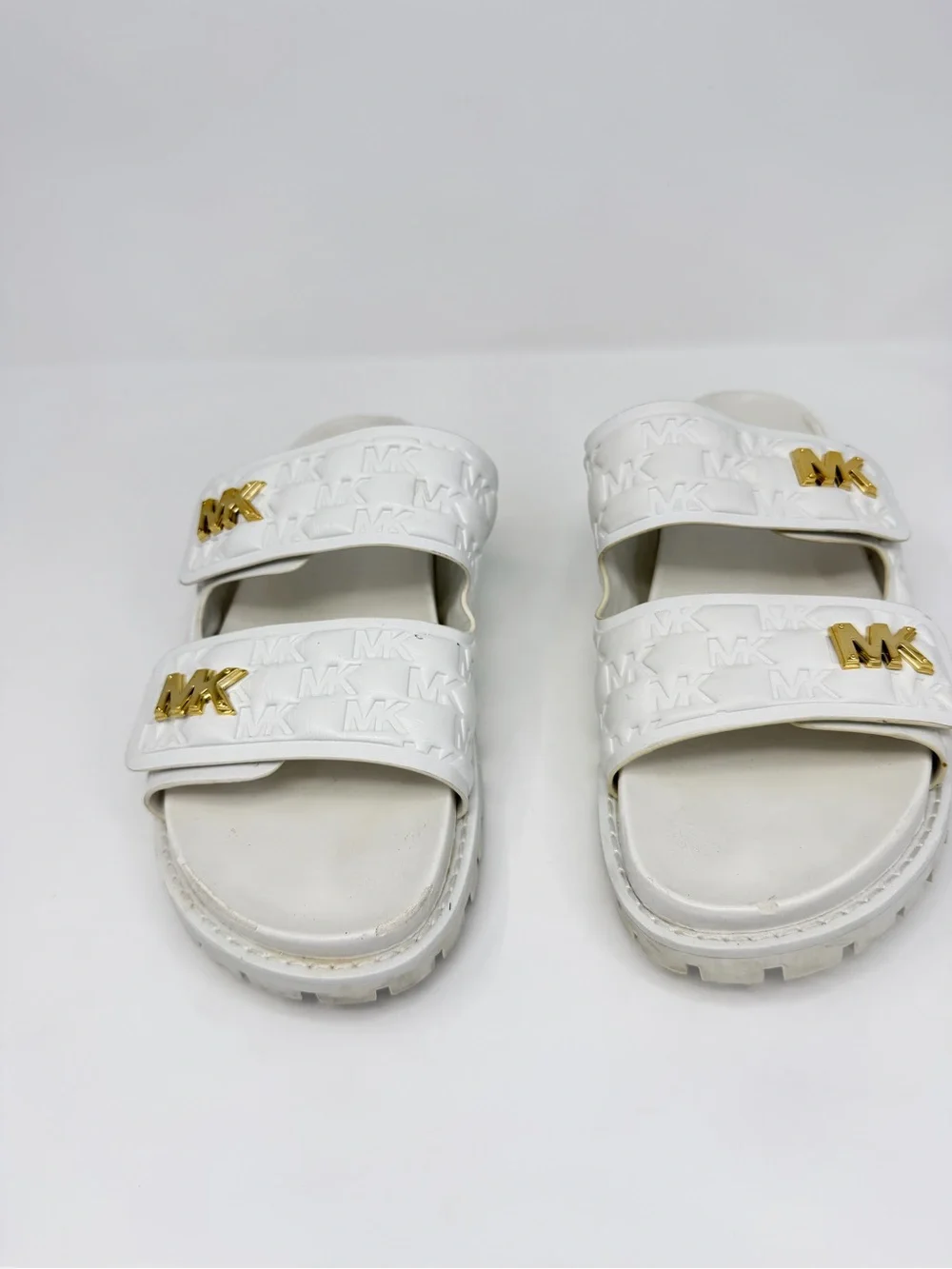 Michael Kors White MK Logo Slide Sandals Women 8.5M